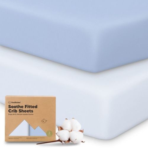 KeaBabies 2pk Soothe Fitted Crib Sheets Neutral, Organic Baby Crib Sheets, Fits 52x28 Standard Nursery Baby Mattress (Blue Flax)