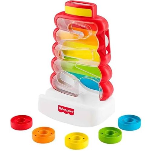 Fisher-Price Baby & Toddler Toy Drop Through Rock-a-Stack, Coin Drop Activity for Developmental Play Infants Ages 9+ Months
