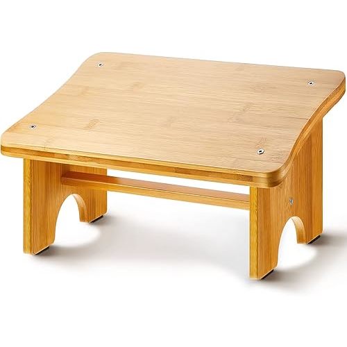 Yookeer Foot Rest Under Desk, Nursing Foot Stool Wood Desk Footrest Slanted Rest Nonslip Wooden Stool Chair Portable for Adults, Office Home Kitchen Bedroom Living Room Bathroom