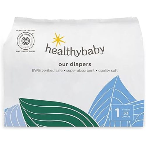 Our Diapers | The First EWG Verified & Microbiome-Friendly Diaper | Size 1 (7-14 lbs) 33 Count | 12-Hour Leak Protection | Made with Organic Cotton & Plant-Derived Materials | Totally Chlorine Free