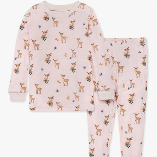Burt's Bees Baby Girls' Pajamas, 2-Piece Long Sleeve Tee and Pants Organic Cotton PJ Set