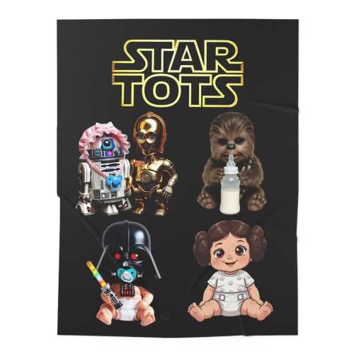 Star Tots Characters baby swaddle blanket | Chewbacca, R2-D2, C-3PO, Darth Vader Star Wars