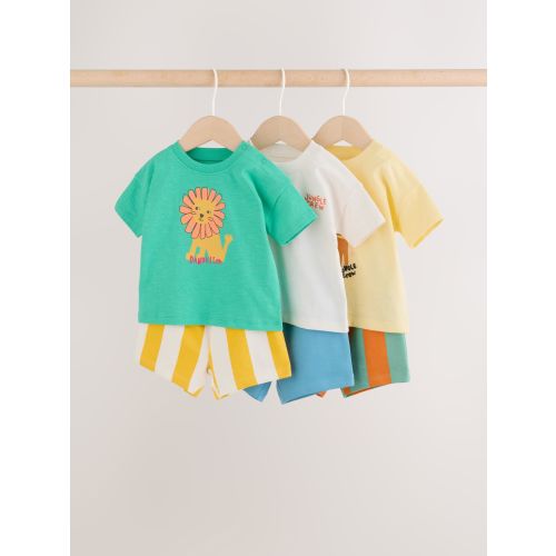 Green/Yellow Safari Animal Tops and Shorts Baby Set 6 Piece (0mths-3yrs)