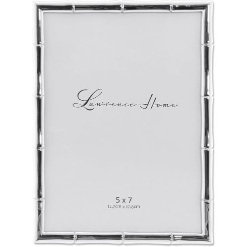 Lawrence Frames Bamboo Design Metal Frame, 8x10, Matted 5x7, Silver