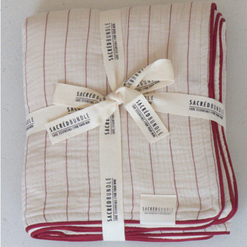 Organic Baby Blanket Red Stripe – Sacred Bundle