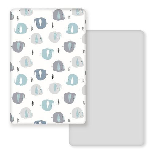 GRSSDER Stretchy Ultra Soft Jersey Knit Fitted Pack n Play Sheets Set 2 Pack, Portable/Mini Cribs Playards Sheets with Deep Pocket, Cute Elephant for Girls and Boys