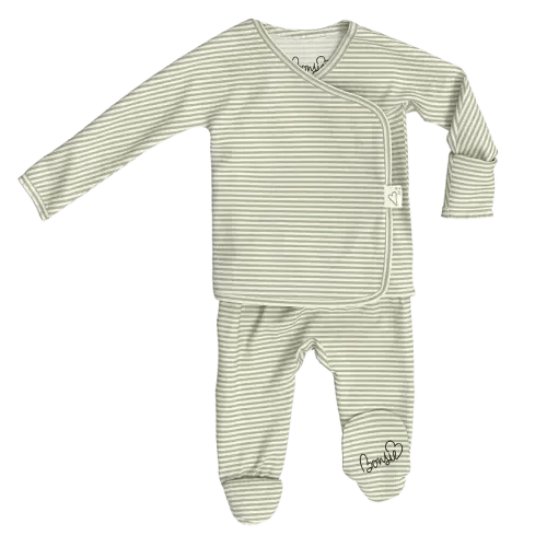 Footie - Mint Twist – Bonsie Skin to Skin Babywear 3-6 Months