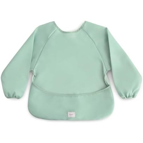 mushie Long Sleeve Baby Bib | Water Resistant Adjustable Fit for Ages 6-24 Months