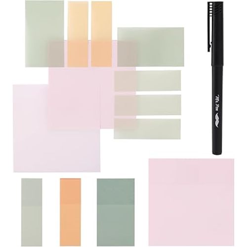 Mr. Pen- Pastel Transparent Sticky Notes, 200 pcs, Bible Sticky Notes, Planner Tabs