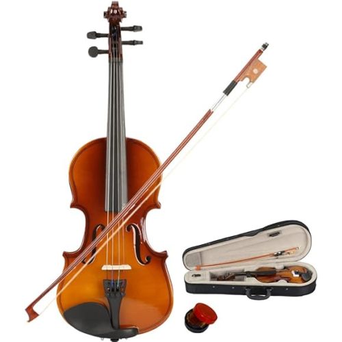 1/8 Beginner Violin for Adults,Complete Full Size Violin Kit with Portable Case,Bow, Rosin All Accessories Included (1/8 Natural)