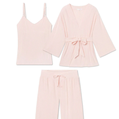 LAKE | Women | DreamModal™ Pajamas | Serene Blue Stripe Maternity Kimono Bundle