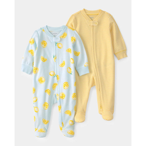 Baby Girl 2-Pack 2-Way Zip Cotton Sleeper | Carter’s Oshkosh Canada