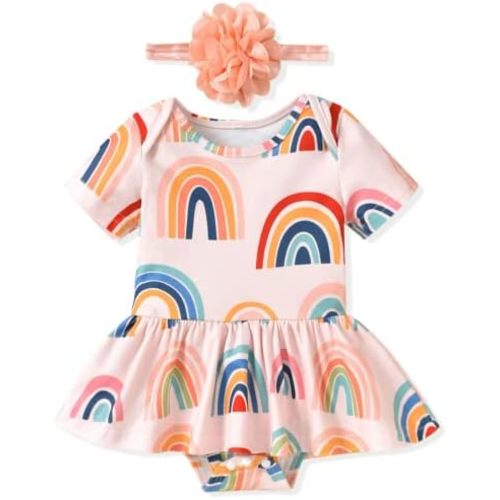 Aalizzwell Newborn Infant Baby Girls Bodysuit Dress