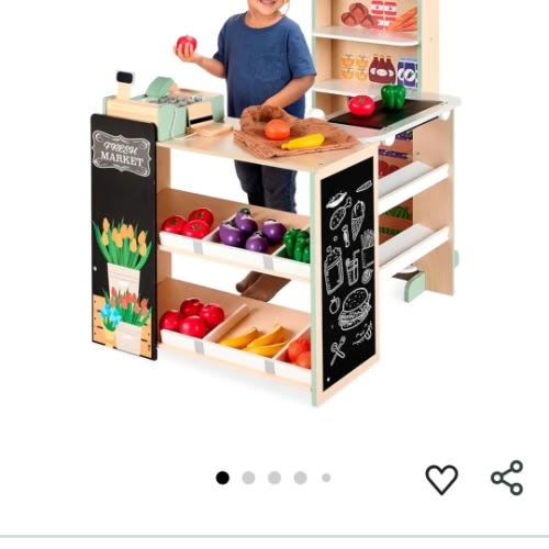 Amazon.com: Best Choice Products Pretend Play Grocery Store Wooden Supermarket Toy Set for Kids w/Play Food, Chalkboard, Cash Register, Working Conveyor - Red : Toys & Games