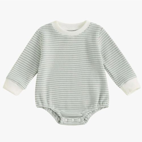 VISGOGO Unisex Baby Boy Girl Romper Waffle Newborn Infant Onesie Clothes Long Sleeve Bubble Oversized Romper Bodysuit Top