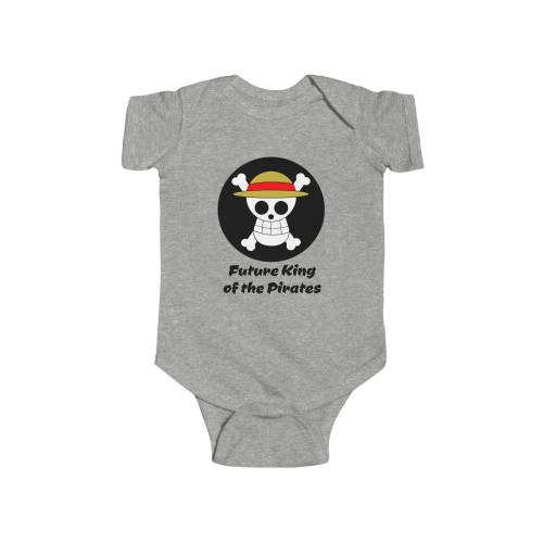 Infant Bodysuit Future King of the Pirates Straw Hat Crew Luffy One Piece Jolly Roger flag skull and crossbones