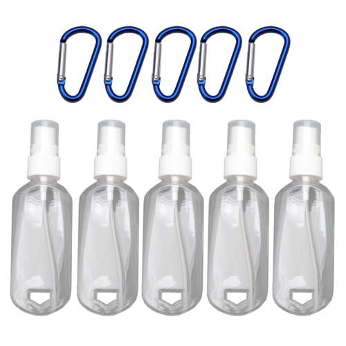 55Pcs 60ml Reusable Portable Mini Size Alcohol Spray Bottle Hand Sanitizer Travel Small Size Holder Hook Keychain Carrie