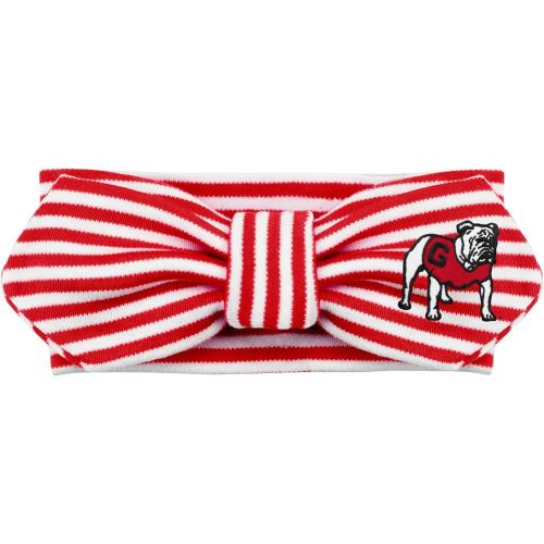 Creative Knitwear Georgia Bulldogs Infant Girls Red/White Striped Hair Knot Headband Embroidered Logo - Size Newborn - 4T