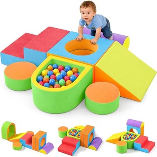 Toddler Climbing Toys Indoor, Foam Climbing Blocks for Toddlers(Candy)