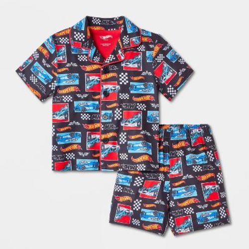 Toddler Boys' Hot Wheels Coat Pajama Set 2pc - Black 3T