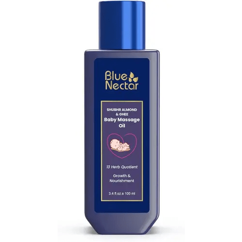 Blue Nectar Ayurvedic Baby Oil with Organic Ghee, 100% Natural Baby Massage Oil With Coconut Oil & Olive Oil (100ml)