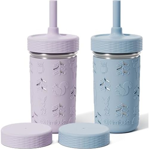Fimibuke Toddler Cups Spill Proof, 12 OZ Stainless Steel Sippy Cups for Kid