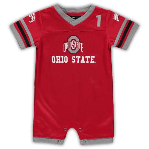 Colosseum Ohio State Buckeyes Newborn & Infant Scarlet Bumpo Football Logo Romper