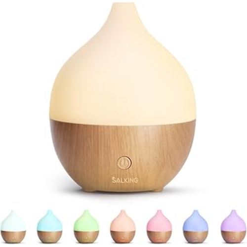 SALKING Essential Oil Diffuser, 100ml Small Aromatherapy Diffuser with Auto Shut-Off Function, Ultrasonic Diffusers for Essential Oils, Cool Mist Humidifier with Warm White Lights, for Office Home