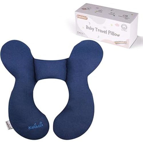 KAKIBLIN Baby Travel Pillow, Infant Head and Neck Support Pillow for Car Seat, Pushchair, for 0-1 Years Old Baby (Blue)