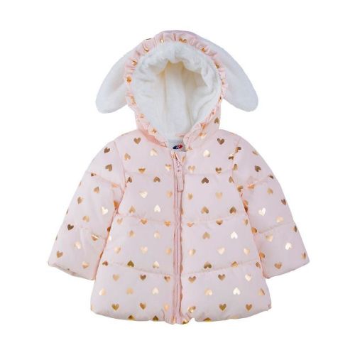 Rokka&rolla Infant Girls' Fleece Puffer Jacket-baby Warm Winter Coat-pink Heart, Size 6-9 Months