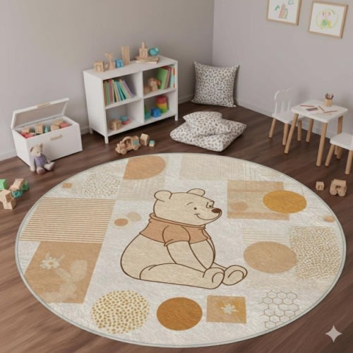 Winnie the Pooh Nursery Rug: Soft Velveteen Play Mat