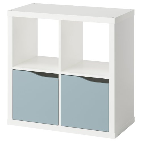 KALLAX Shelving unit - with 2 doors white/light gray-blue wave shaped 30 1/8x30 1/8 "