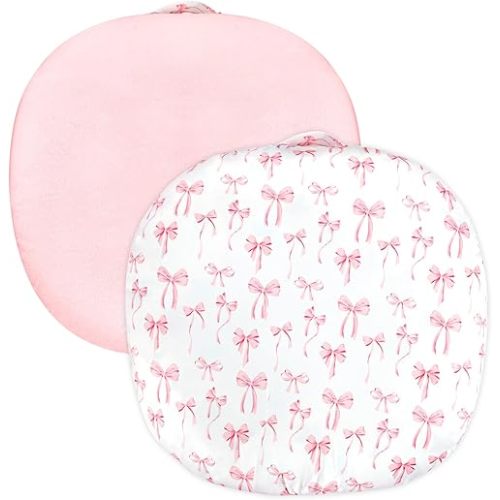 Baby Lounger Cover 1 Pack, DAYEEBALL Double-Sided Removable Lounger Covers for Infant, Stretchy and Soft Reversible Lounger Slipcover for Baby Girls Boys Newborn, Pink Bow (Only Cover)