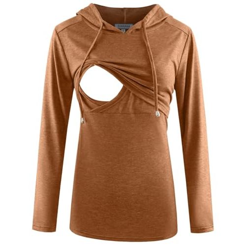 GINKANA Women's Nursing Hoodie Sweatshirt Long Sleeves Breastfeeding Maternity Tops Casual Clothes