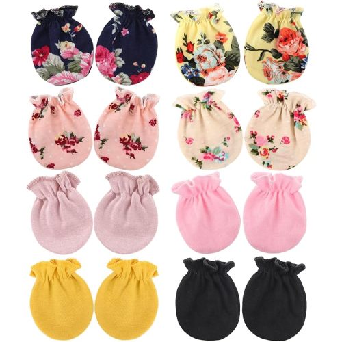Newborn Baby Mittens No Scratch Cotton Elastic Wrist Gloves Infant Toddler Mittens for Baby Boy Girl 0-6 Months
