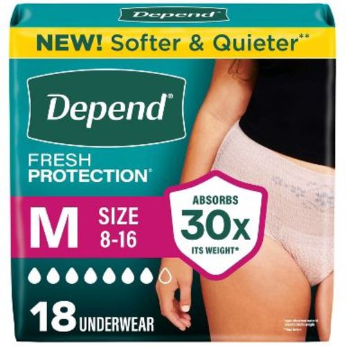 Depend Fresh Protection Adult Incontinence & Postpartum Underwear for Women - Maximum Absorbency - M - Blush - 18ct