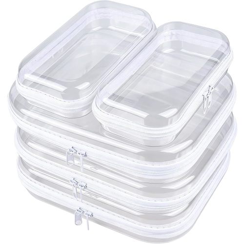 5-Pack Clear Hard Shell Zipper Case With Lids – 3 Large and 2 Small Clear
