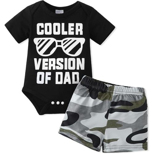 NZRVAWS Newborn Baby Boy Clothes Letter Printed Romper Shorts Summer Infant Outfits Camo Clothing Set 0 3 6 9 12 Months