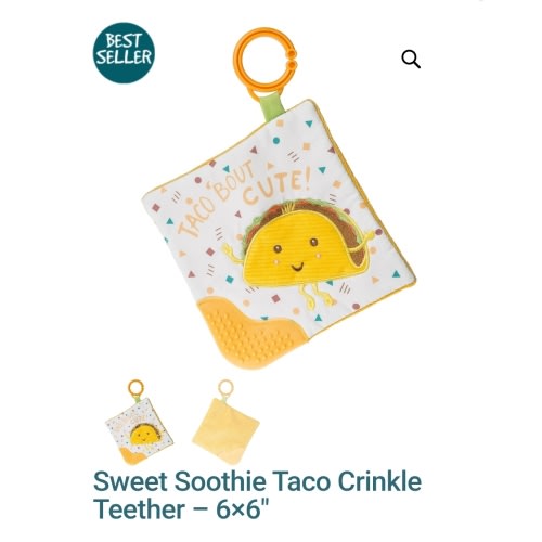 Sweet Soothie Taco Crinkle Teether - 6x6" - Mary Meyer Stuffed Toys