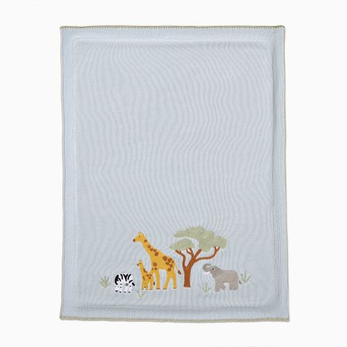 Safari Knit Baby Blanket - Blue