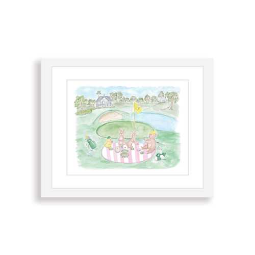 Tee Party Golfing Animals Watercolor Art Print | Masters Golf Nursery Art | Girl Nursery Room Wall Art | Preppy Grandmillennial Nursery Art