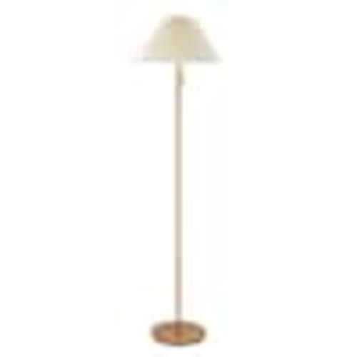 Globe Electric Oren 62 in. Brown Wood Toned Standard Floor Lamp with Pleated Fabric Shade 91006604