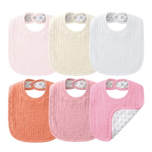 NISXABEBE Muslin Baby Bibs for Unisex Boys Girls, Cotton Drool Bibs, Adjustable Newborn Bibs for Drooling and Teething