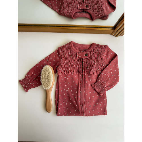 Appleberry Dots | Organic Smocked Zipper Footie – L'ovedbaby