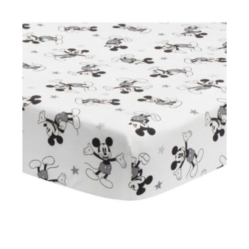 Disney Baby Magical Mickey Mouse 100% Cotton Fitted Crib Sheet - White/Black