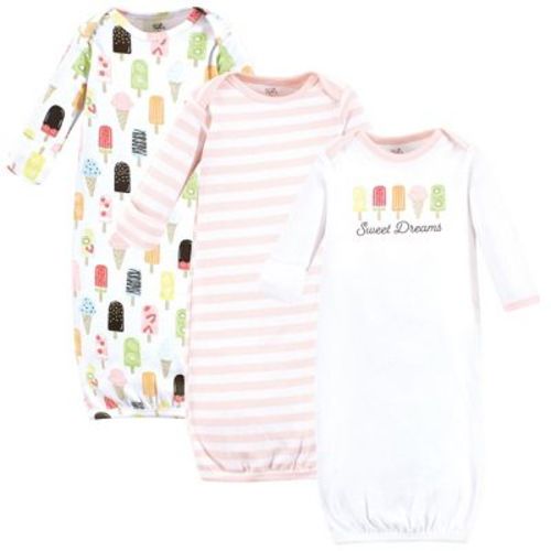 Touched by Nature Baby Girls Organic Cotton Gowns, Ice Cream Pop, 0-6 Months