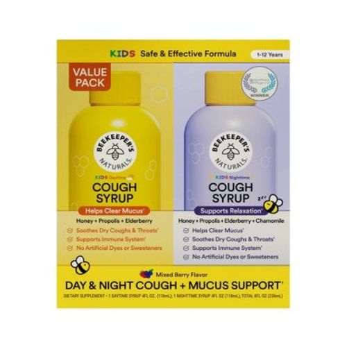 Beekeeper's Naturals Kids' Cough and Mucus Support Day/Night Liquid Combo Pack - Mixed Berry - 8 fl oz