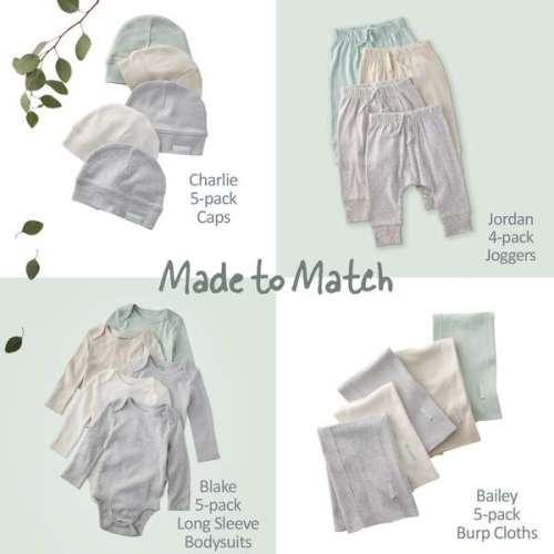 AVERY 5-Pack Short Sleeve Bodysuits, Seafoam - butterblu | Maisonette