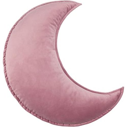 Moon Shaped Throw Pillow Star Couch Cushion Decorative Pillows Fluffy Velvet Stars Home Decor Plush for Bedroom (Moon, Dusty Pink)