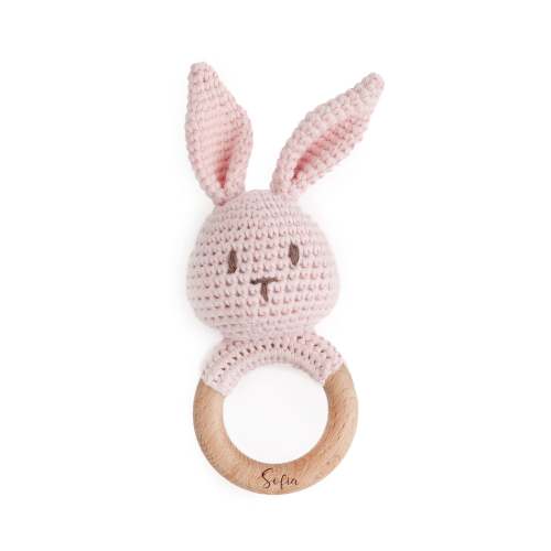 JBØRN Crochet Bunny Rattle Toy